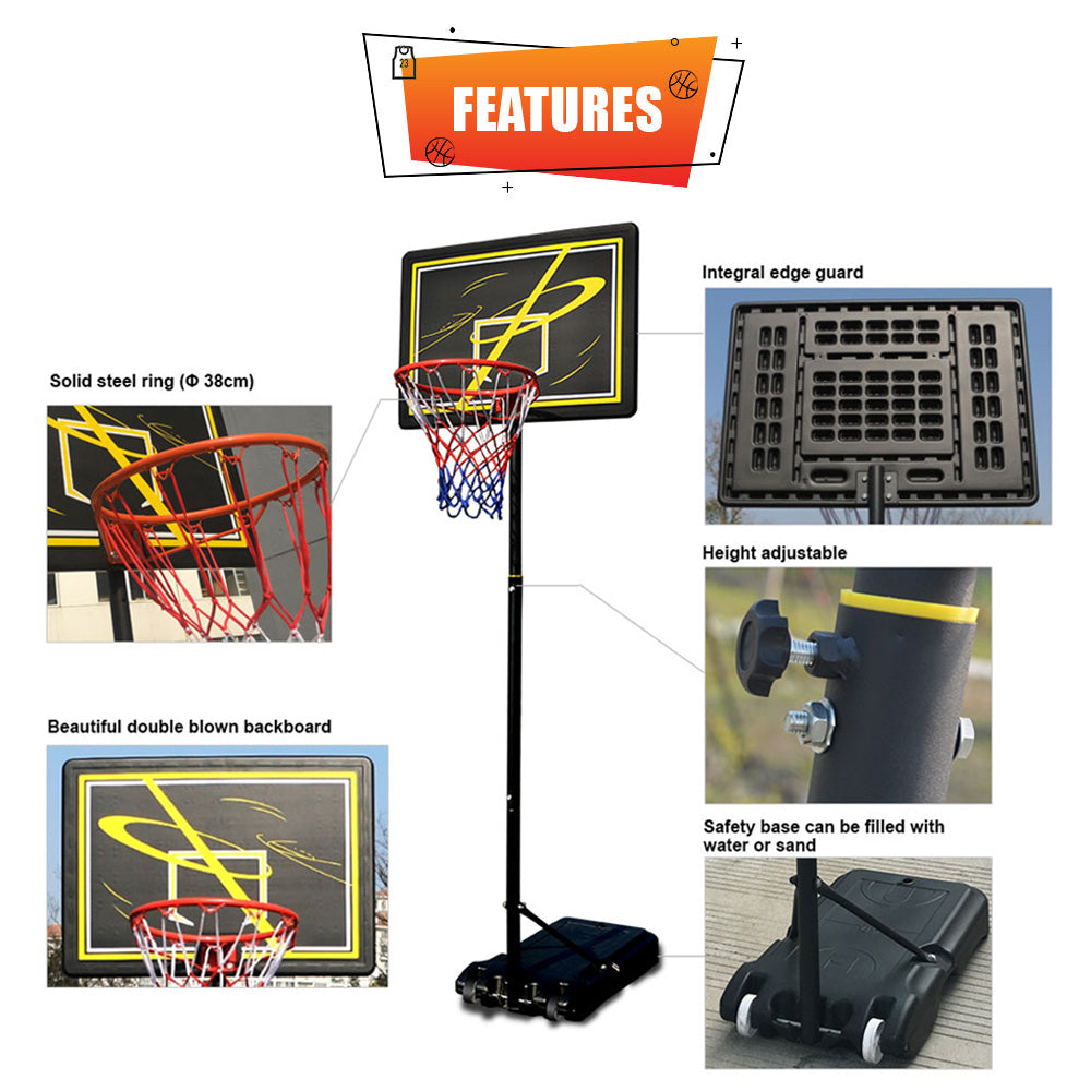 DUNK MASTER S018F Basketball Stand System Hoop Ring Height Adjustable 2.10M