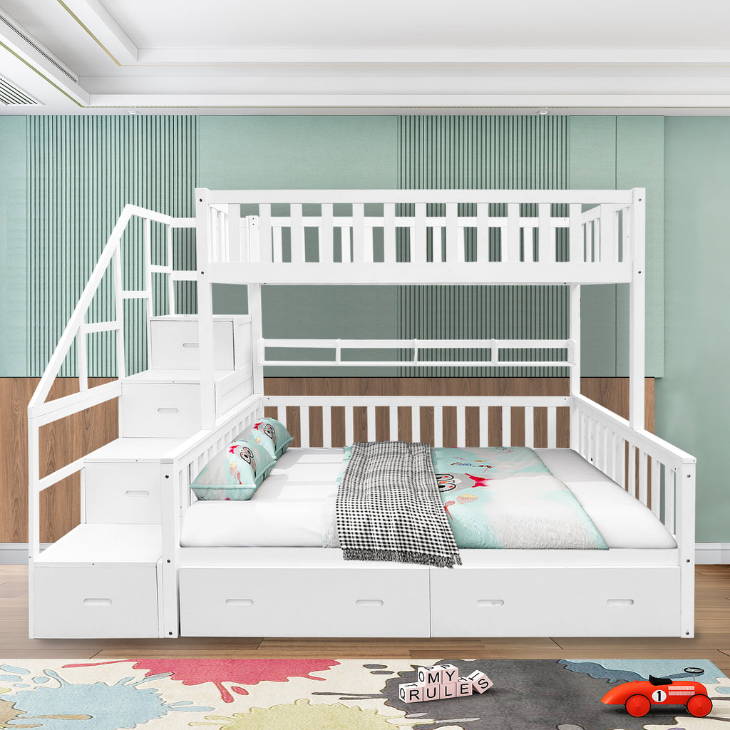 Mason Taylor Bunk Bed Frame Solid Pine Timber Safety Rails Big Storage - White