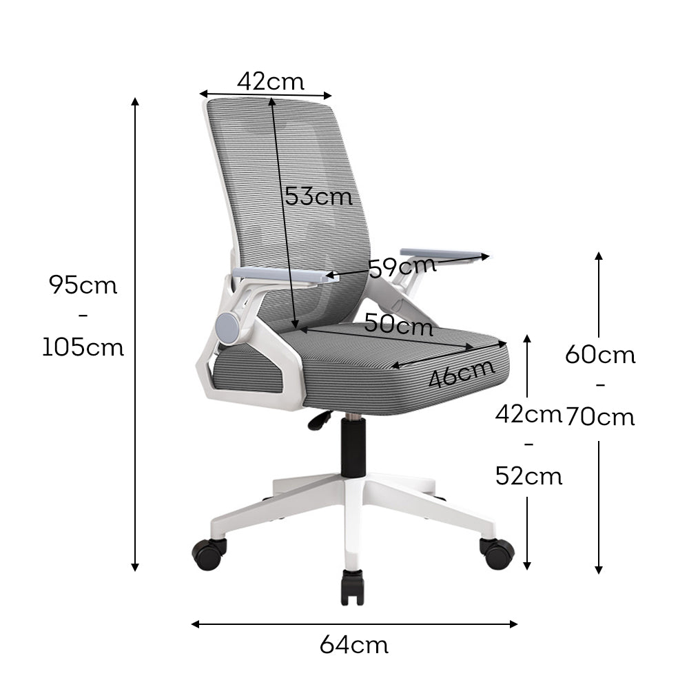 MASON TAYLOR Latex Cushion Computer Chair Office Home Chairs - White&Grey