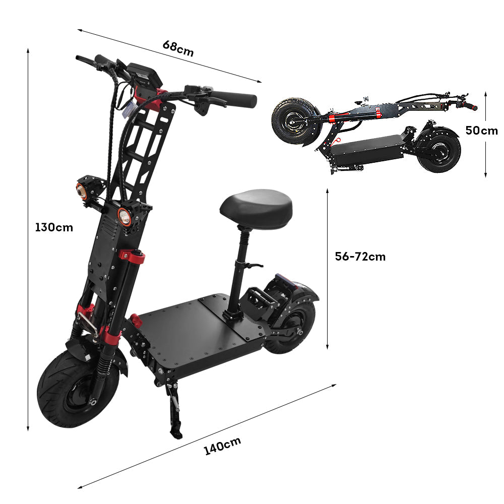 AKEZ 60V 7000W(3500w*2) 40Ah Electric Scooter Foldable Double Motors - Black Red