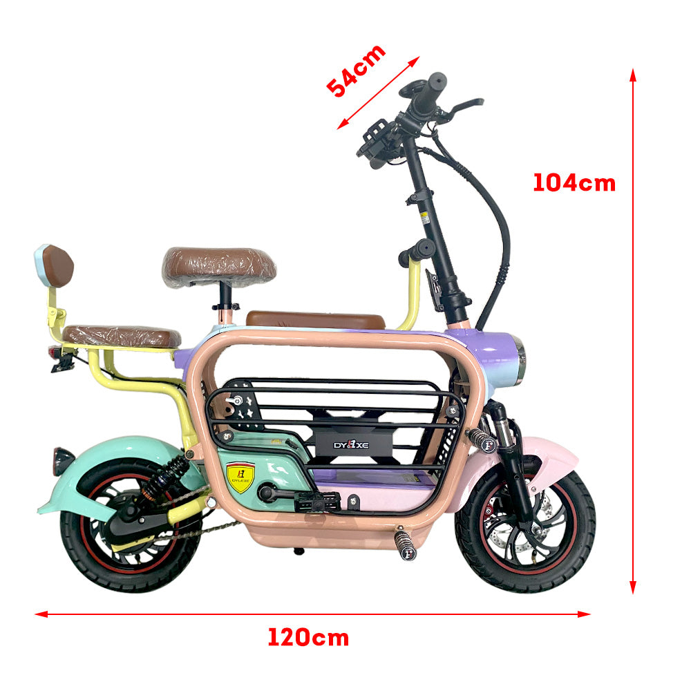 AKEZ  350W 48V 15AH Electric Scooter W/ Back Seat Large Storage Capacity - Colourful