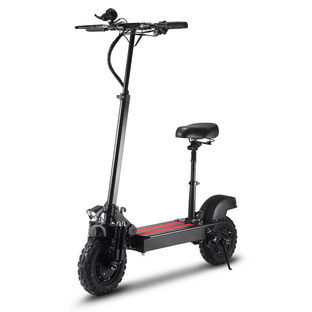 AKEZ 11SQ Dual Motors 1000W 11 Inches  Electric Scooter w/ Seat Vacuum Tyre Front& Rear Suspension - Black
