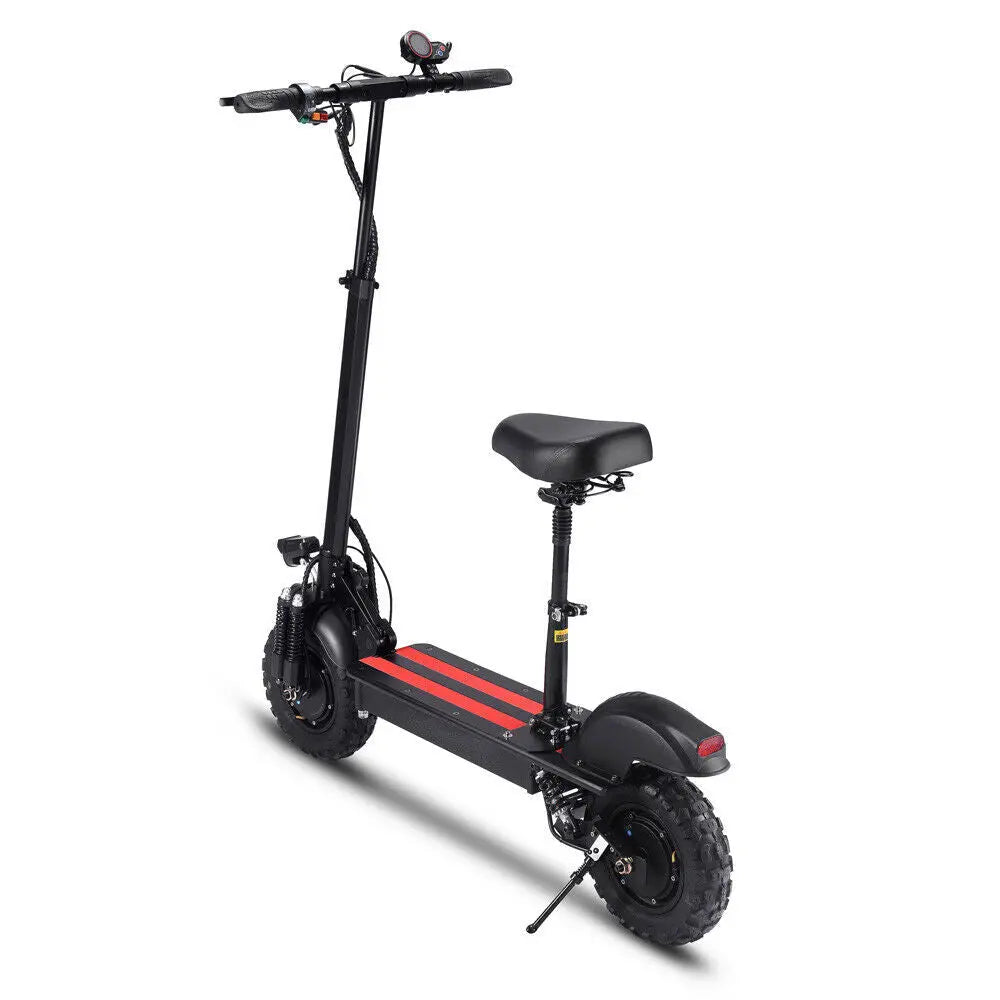 AKEZ 11SQ Dual Motors 1000W 11 Inches  Electric Scooter w/ Seat Vacuum Tyre Front& Rear Suspension - Black