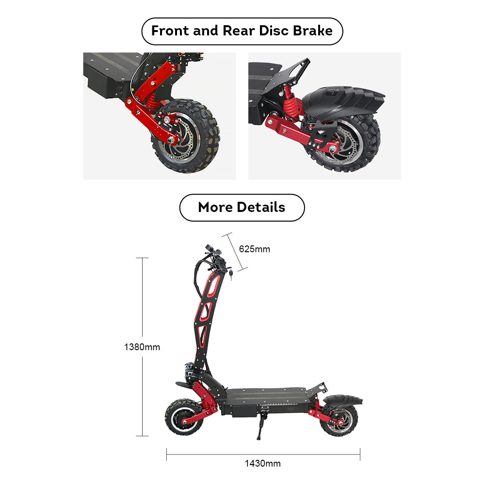 AKEZ ES-M8-Max 2800W*2 60V 21AH Foldable Electric Scooter Portable LED Display Device - Black&Red