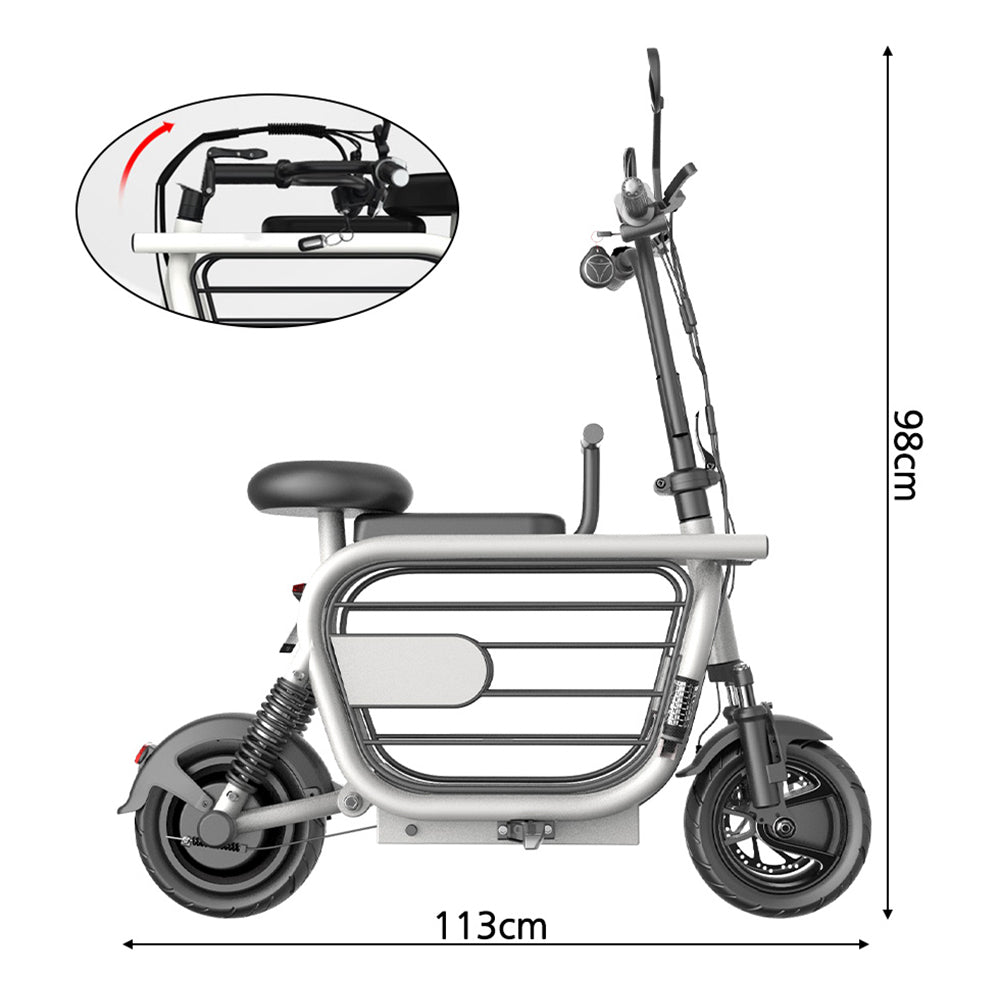AKEZ D1 48V 500W 13Ah 11" Foldable Electric scooter Large Storage Capacity Vacuum Tire W/ Baby Seat