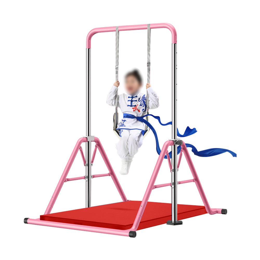 JMQ FITNESS Foldable Kids Horizontal Bar w/ Swing and Landing Mat