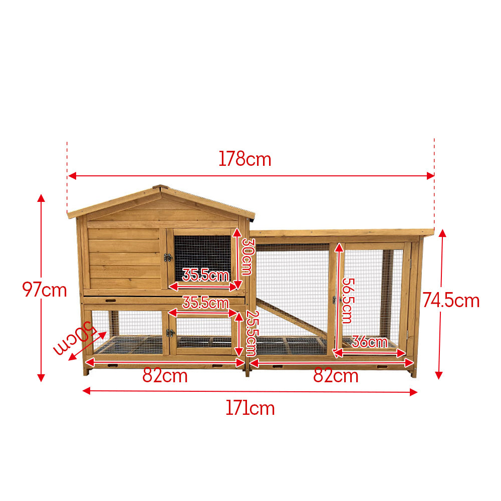 MASON TAYLOR Large Solid Wood Rabbit Cage Outdoor Pet House - Yellow