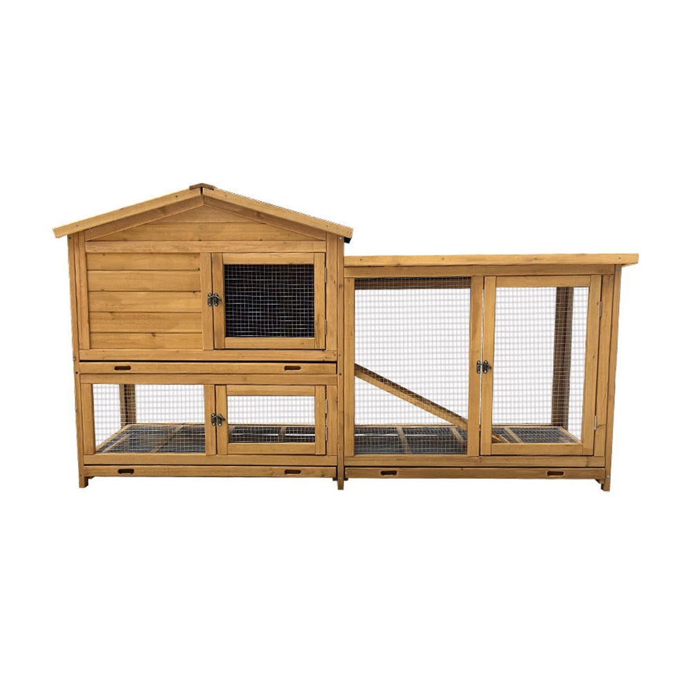 MASON TAYLOR Large Solid Wood Rabbit Cage Outdoor Pet House - Yellow