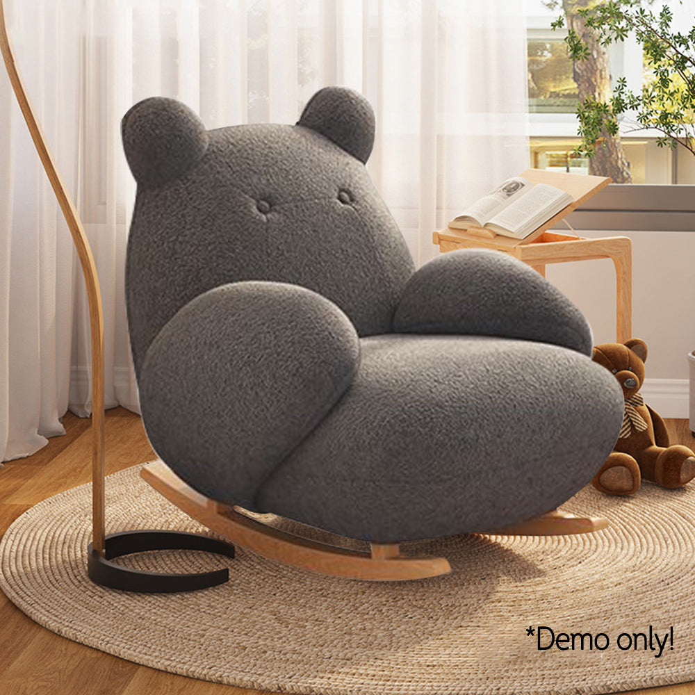 MASON TAYLOR Bear-shaped Rocking Chair Solid Wood Frame