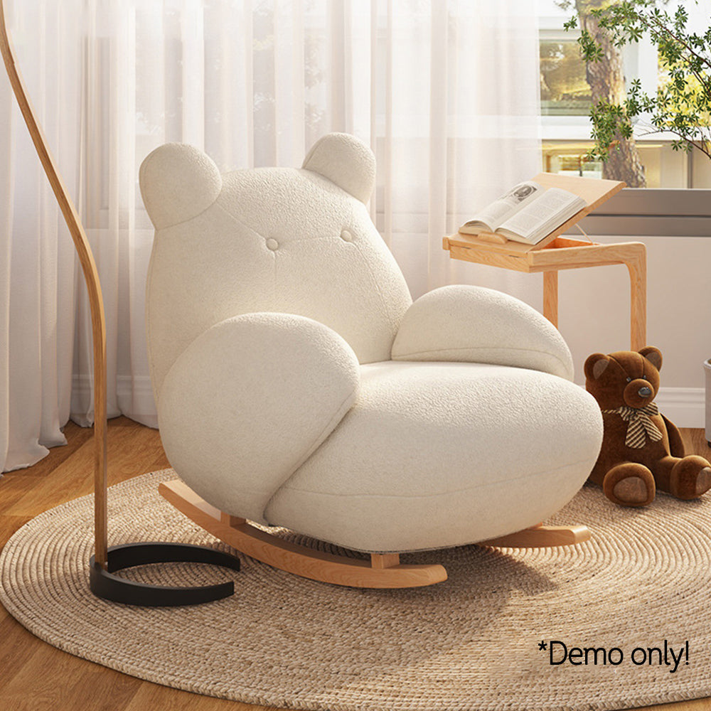 MASON TAYLOR Bear-shaped Rocking Chair Solid Wood Frame