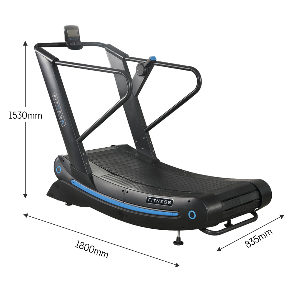 JMQ FITNESS BS005 6 Levels Magnetic Resistance Adjustment Manual Treadmill Home Gym Train Equipment Machine - Black&Blue