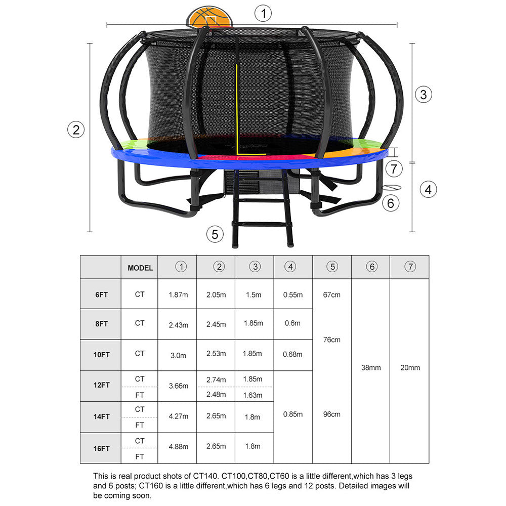 POP MASTER Curved Trampoline 5 Year Warranty Only For Frame With PE Sunshade Cover