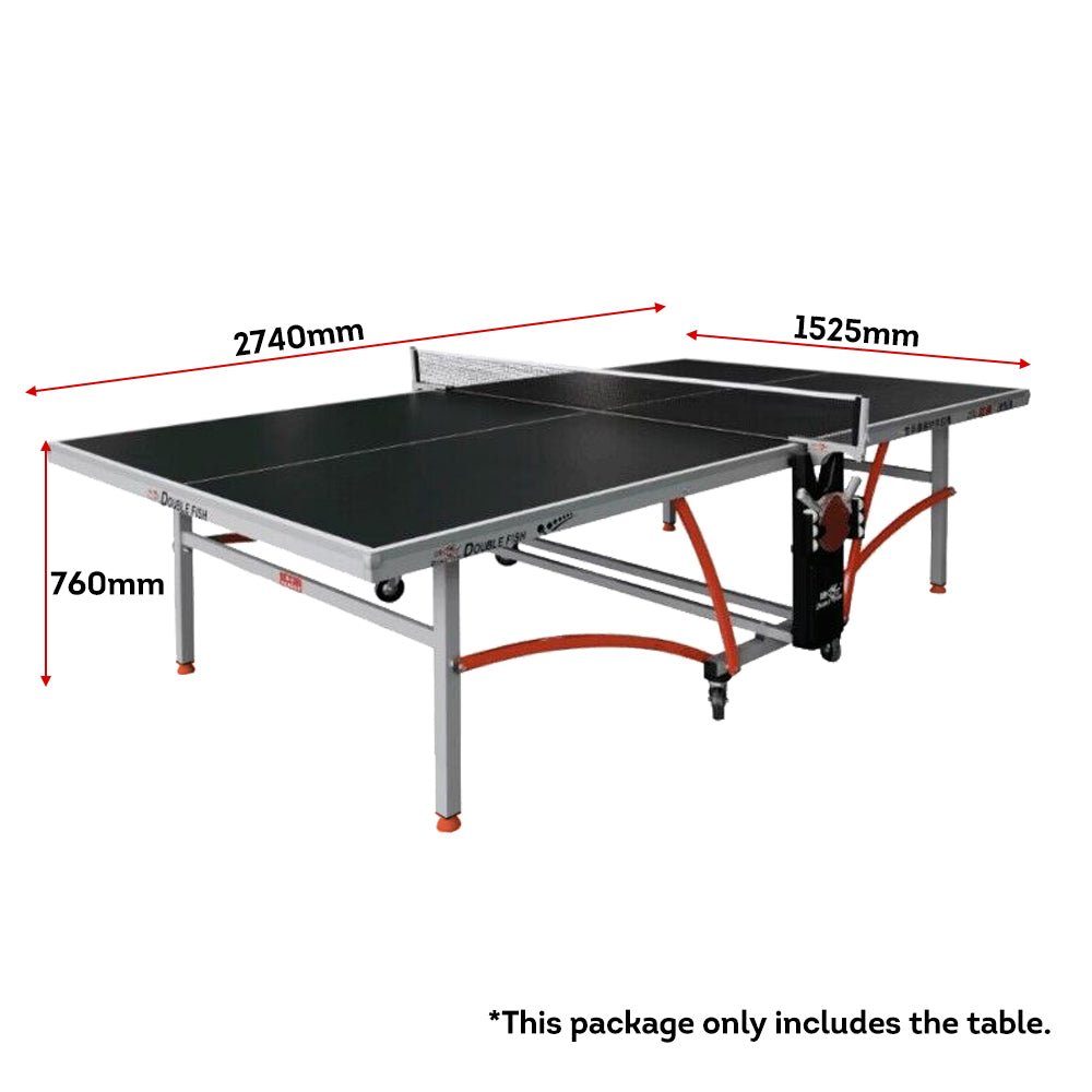 DOUBLE FISH 353 Indoor Foldable Table Tennis/Ping Pong Table High-quality Steel Leg - Black