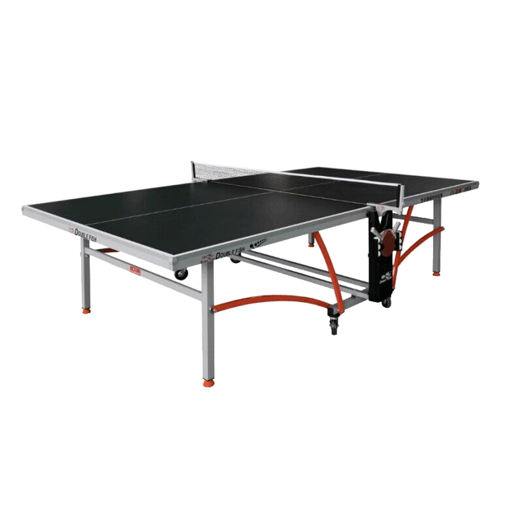 DOUBLE FISH 353 Indoor Foldable Table Tennis/Ping Pong Table High-quality Steel Leg - Black