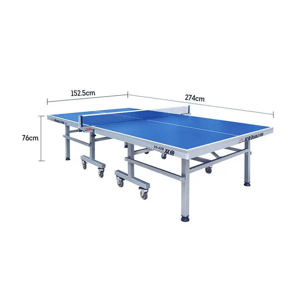 [10% OFF PRE-SALE] DOUBLE FISH Indoor 25mm Rollaway 99-45B ITTF-Approval Table Tennis/Ping Pong Table Foldable Design High-quality Steel Leg - Blue&gray (Dispatch in 8 weeks) megalivingmatters