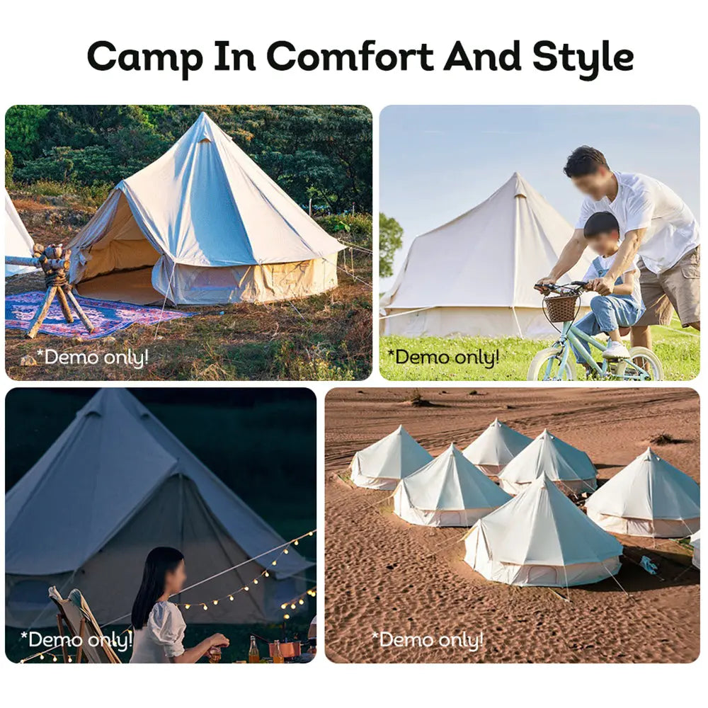 [10% OFF PRE-SALE] T&R SPORTS 4M Oxford Bell Tent Waterproof Camping Tent - White (Dispatch in 8 weeks) megalivingmatters