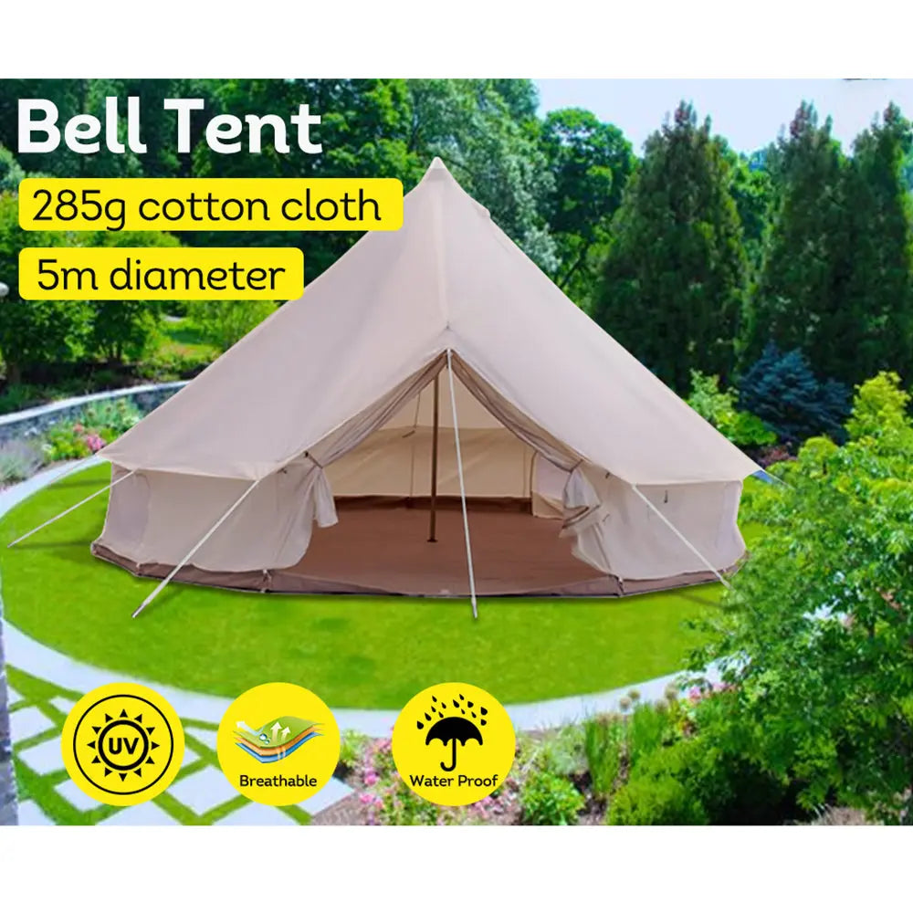 [10% OFF PRE-SALE] T&R SPORTS 5M Cotton Bell Tent Waterproof Camping Tent - Kahki (Dispatch in 8 weeks) T&R Sports