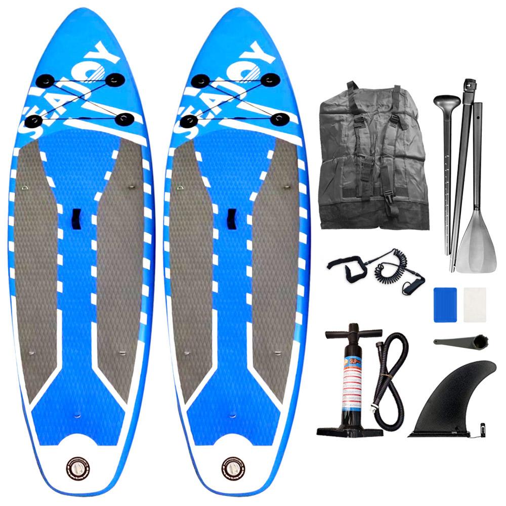 2x SEAJOY Stand Up Paddle SUP Inflatable Surfboard Paddle board with Accessories & Carry Bag Blue
