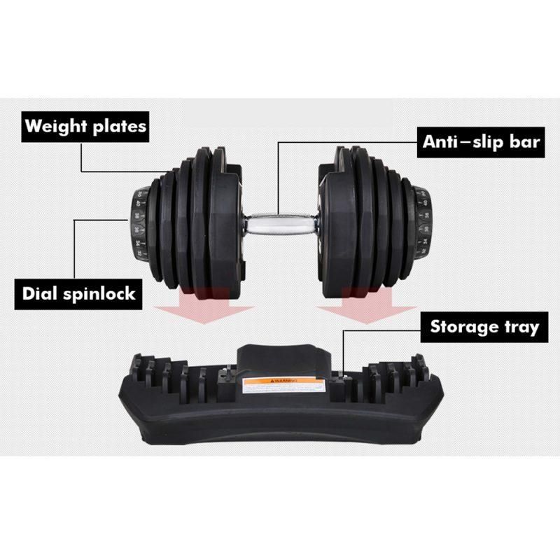 2x40kg Adjustable Dumbbell Home GYM Exercise Equipment Weight Fitness ozfitnessequipment
