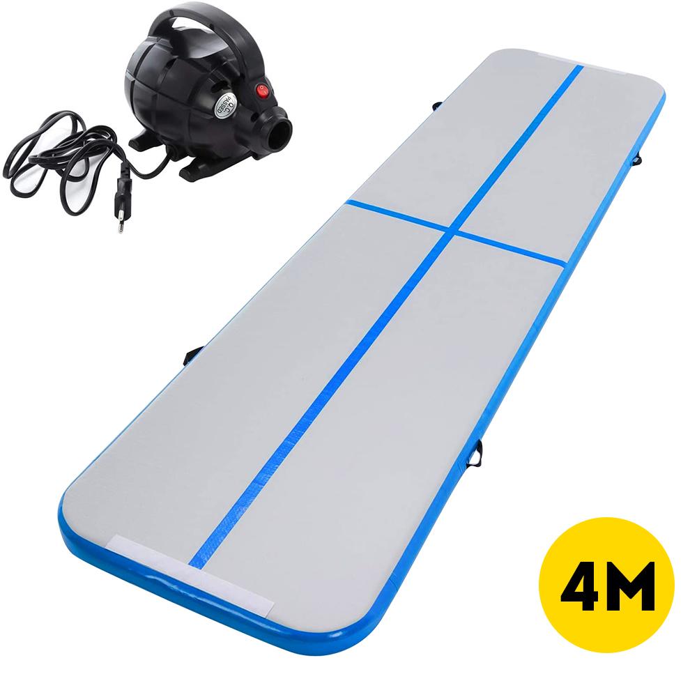 4M Inflatable Gymnastics Mat Air Track Tumbling Yoga Training W/ Electric Pump JMQ FITNESS