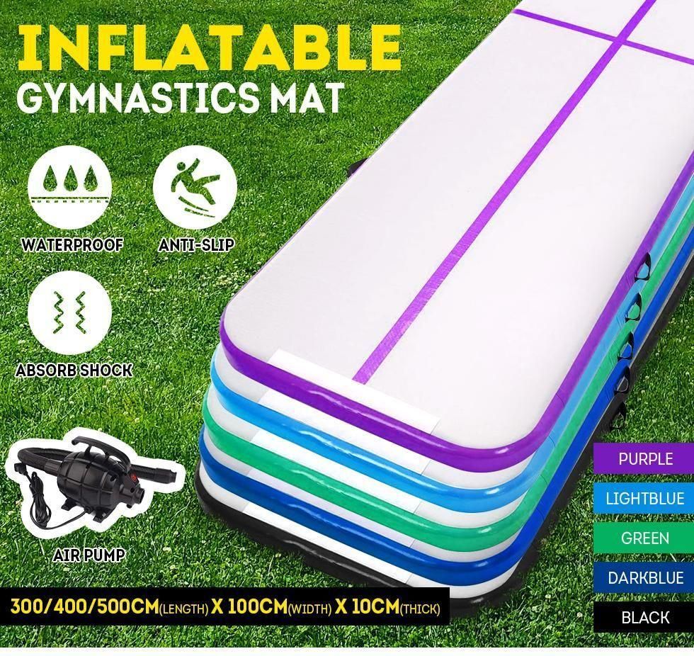 5M Inflatable Gymnastics Mat Air Track Tumbling Yoga Training W/ Electric Pump JMQ FITNESS