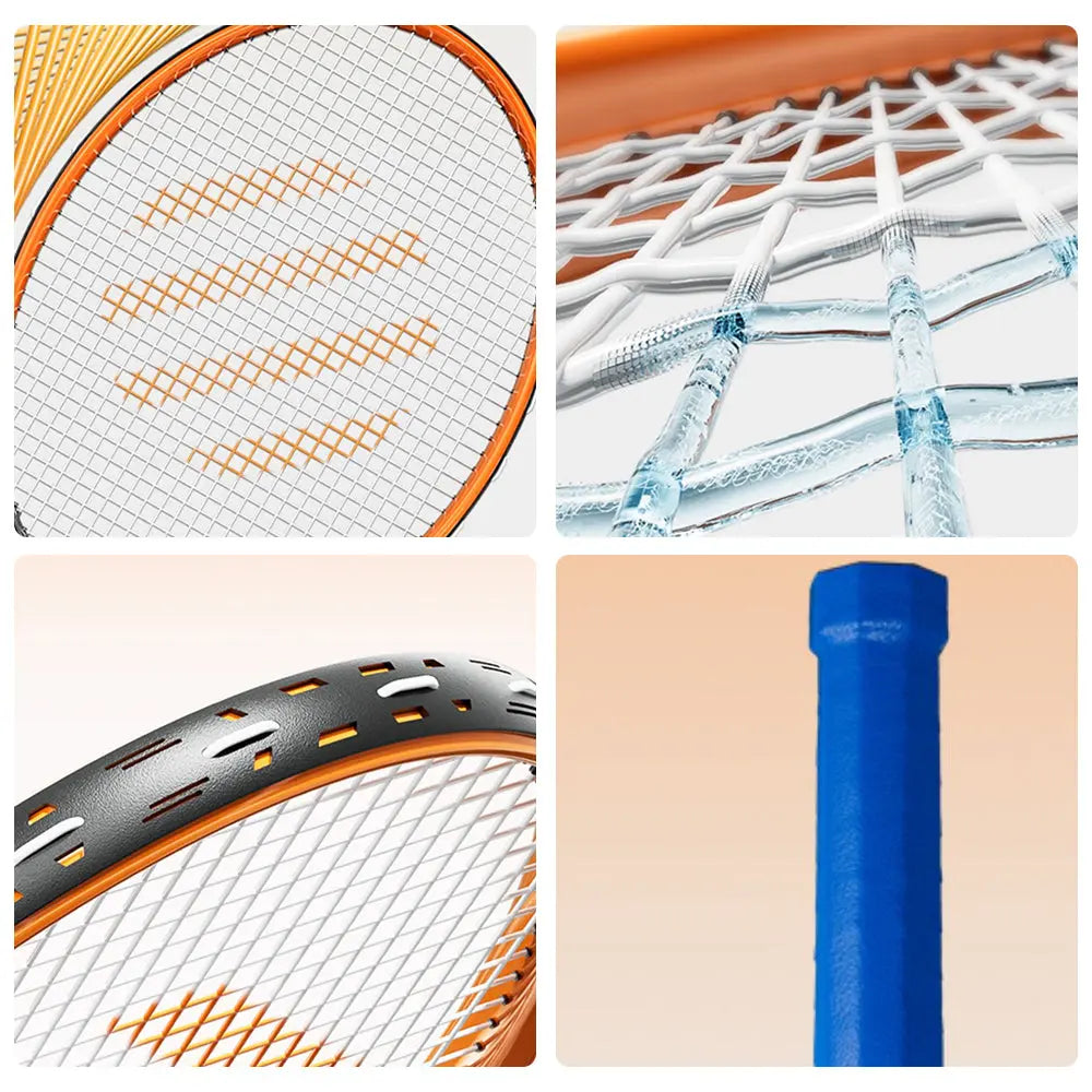 [5% OFF PRE-SALE] JMQ FITNESS 1 Pair Carbon Aluminum Integrated Tennis Racket W/ Accessories - Blue&Orange(Dispatch in 8 weeks) megalivingmatters