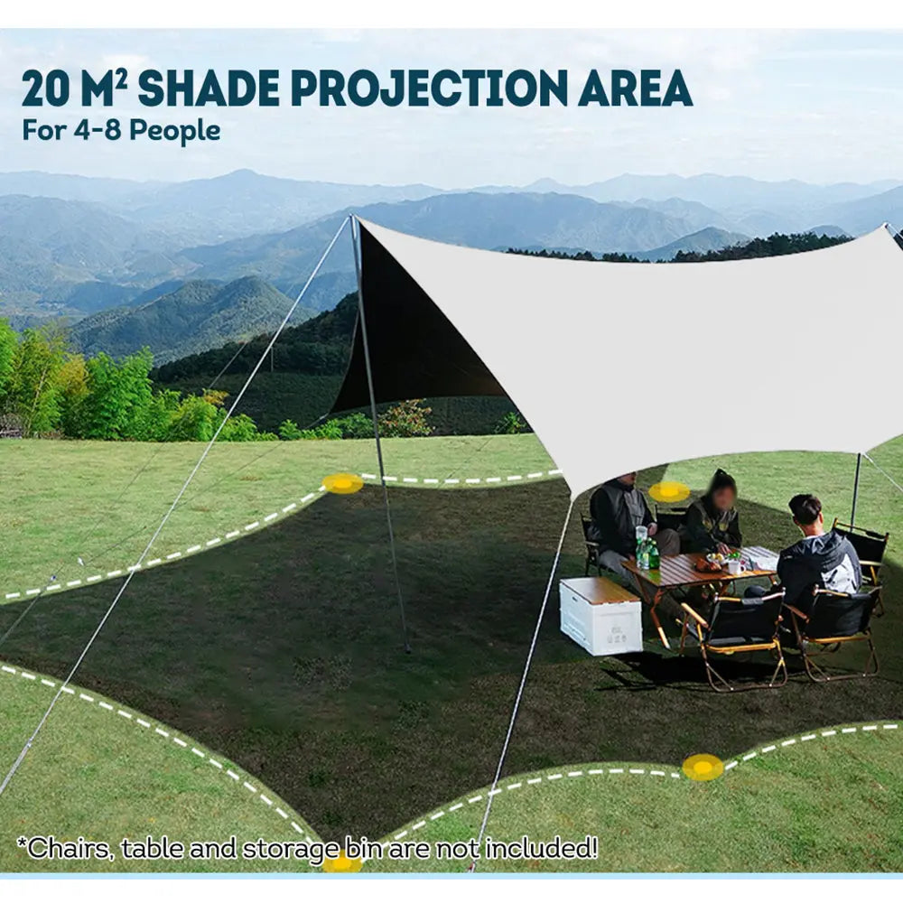 [5% OFF PRE-SALE] T&R SPORTS 260cm Steel Pole Camping Tent Outdoor Waterproof Sun Shelt - White (Dispatch in 8 weeks) T&R Sports