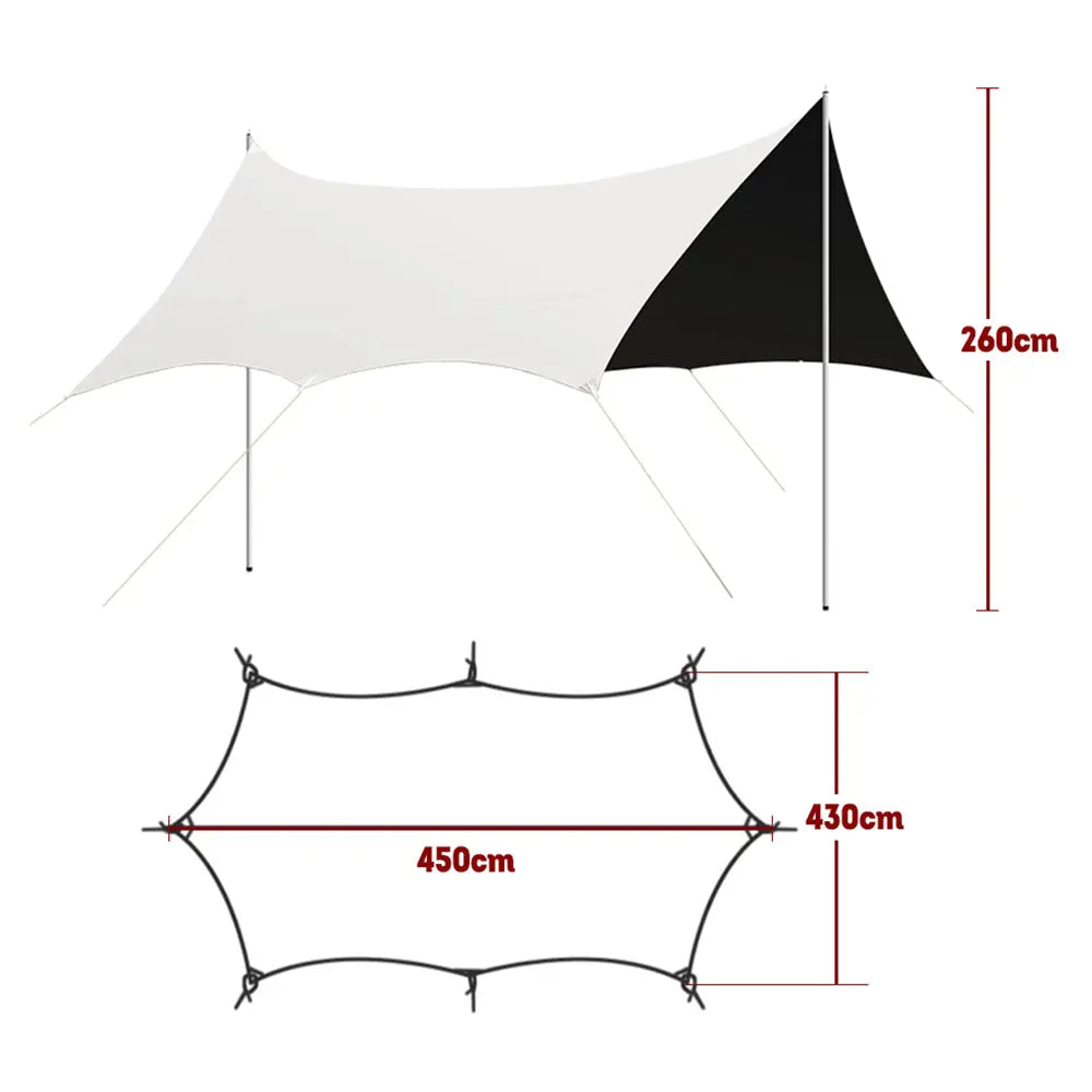 [5% OFF PRE-SALE] T&R SPORTS 260cm Steel Pole Camping Tent Outdoor Waterproof Sun Shelt - White (Dispatch in 8 weeks) T&R Sports