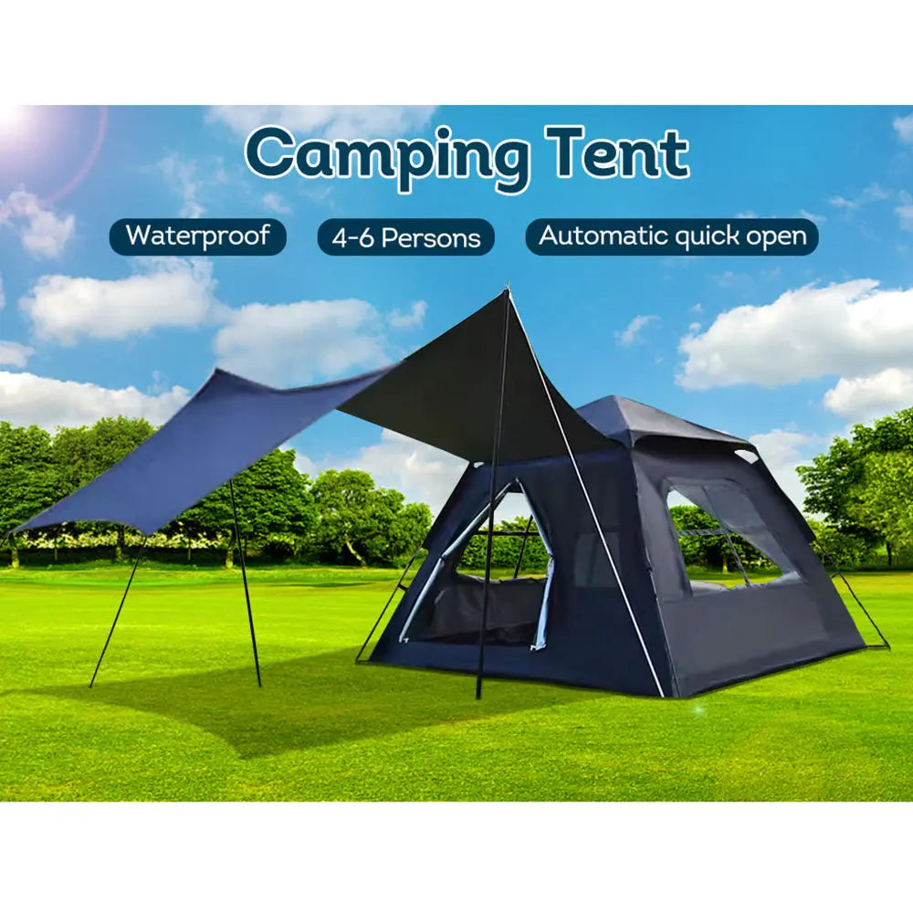 [5% OFF PRE-SALE] T&R SPORTS Automatic Quick Open Camping Tent W/ Detachable Awning Outdoor Waterproof (Dispatch in 8 weeks) megalivingmatters