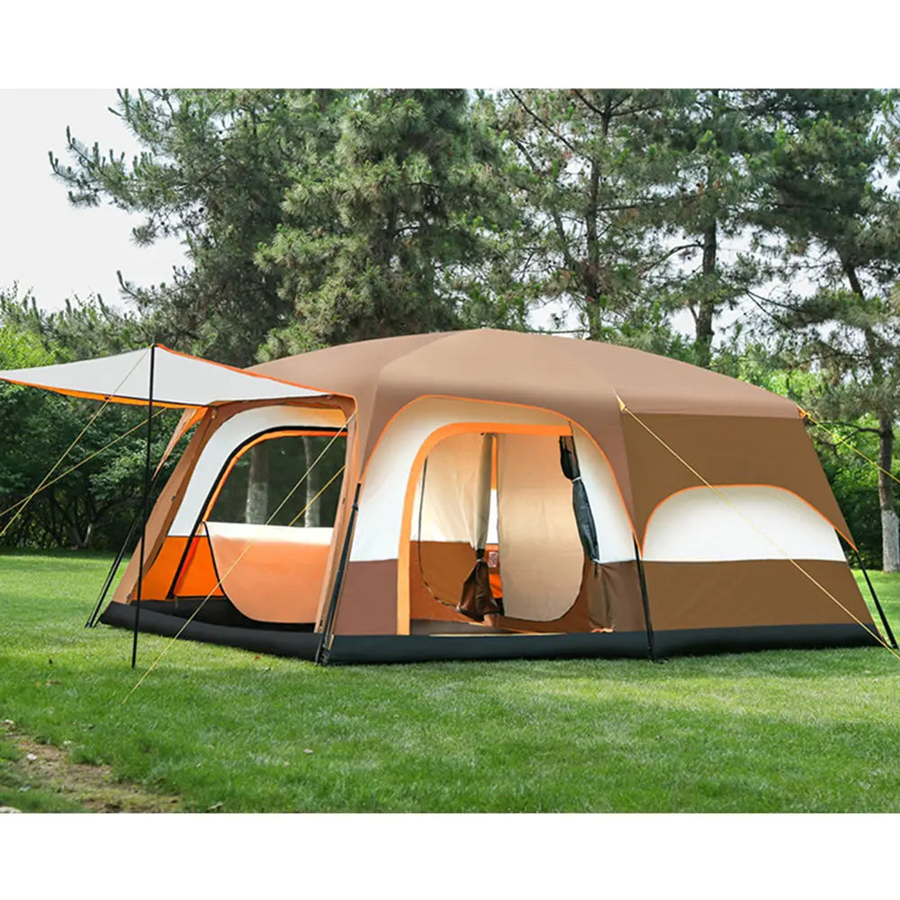 [5% OFF PRE-SALE] T&R SPORTS Large Family Camping Tent W/ Awning Outdoor Waterproof - Coffee(Dispatch in 8 weeks) T&R Sports