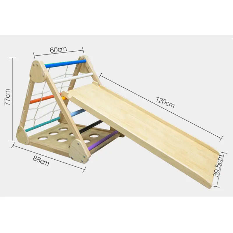 [5% OFF PRE-SALE] T&R SPORTS Solid Wood Kids Climbing Frame W/ Double-sided Slide Kids Playground (Dispatch in 8 weeks) T&R Sports
