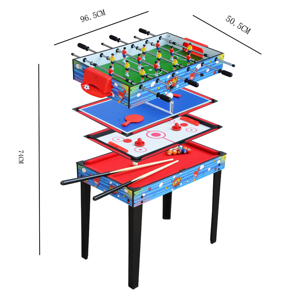 MACE 3FT 4-In-1 MDF Multifunctional Table For Kids Billiard/Air Hockey/Table Tennis/Football - Black&Blue