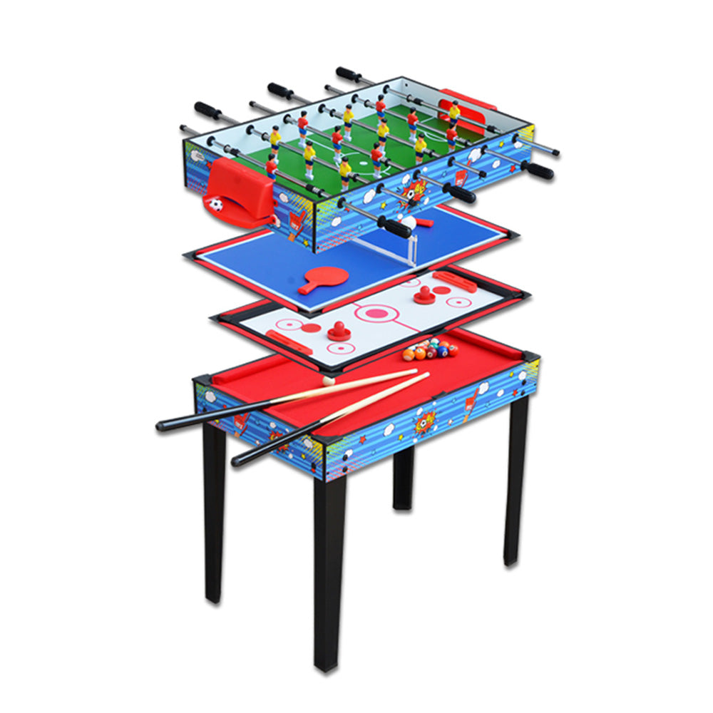 MACE 3FT 4-In-1 MDF Multifunctional Table For Kids Billiard/Air Hockey/Table Tennis/Football - Black&Blue