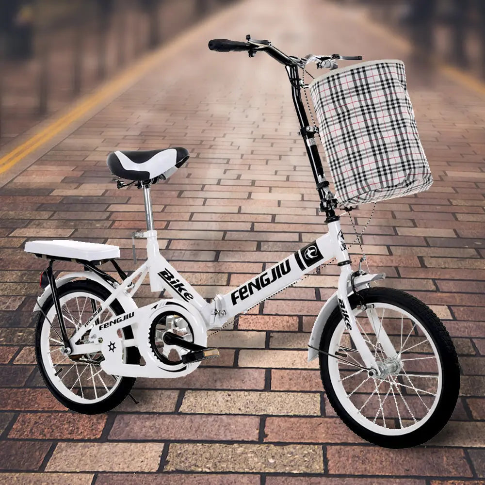 AKEZ 16 Inches High-carbon steel Foldable Bicycle  - White megalivingmatters