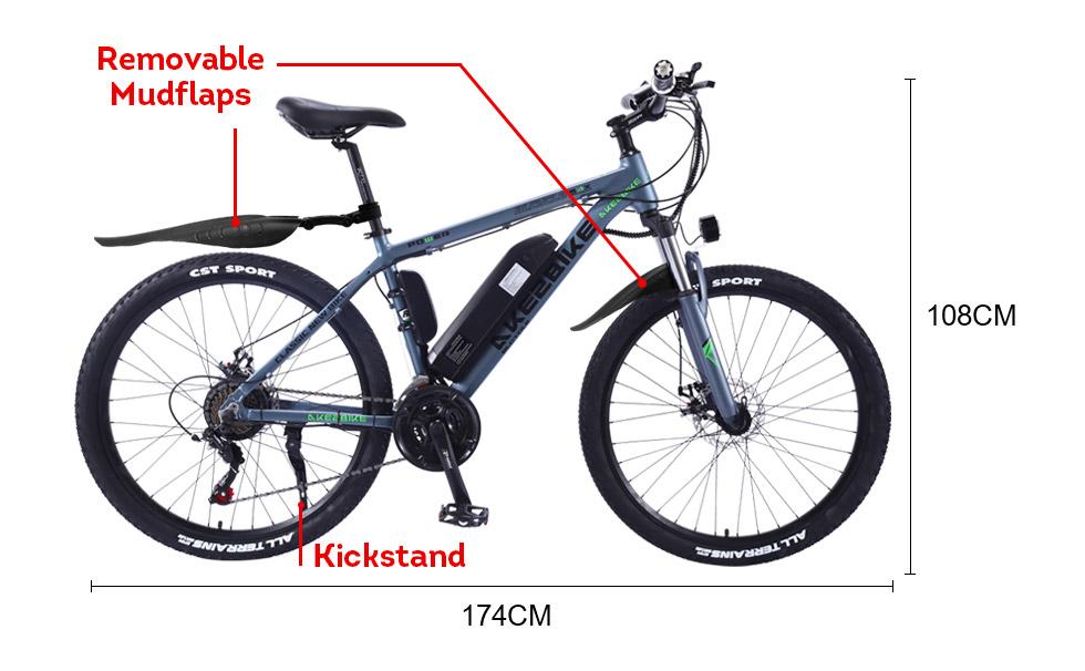 AKEZ 36V Mountain Motorized Bicycle Electric Bike eBike Alloy Frame 26 inch AKEZ