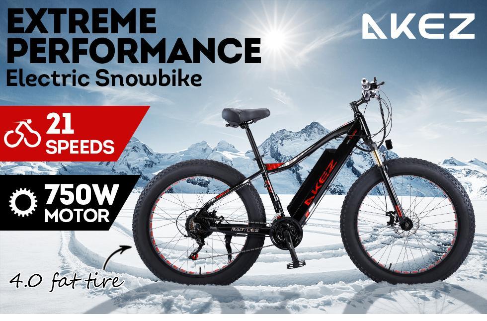 AKEZ 48V ML Snow Bicycle 26-inch Beach Electric Bike Motorized eBike Battery AKEZ