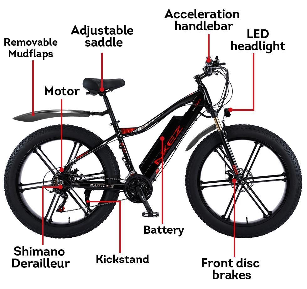 AKEZ 48V ML1P Snow Bicycle 26-inch Beach Electric Bike Motorized eBike Battery AKEZ