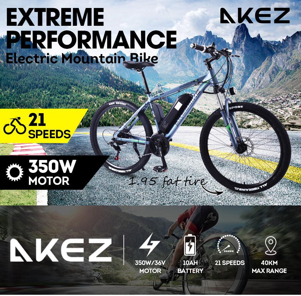 AKEZ Classic Mountain Motorized Bicycle Road Electric Bike eBike Alloy Frame 26 inch AKEZ