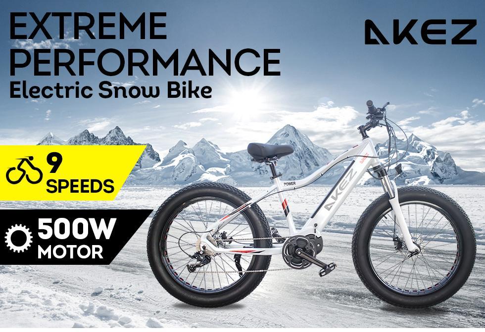 AKEZ Cruiser 48V Electric Bike 26-inch eBike Snow Motorized Bicycle AKEZ