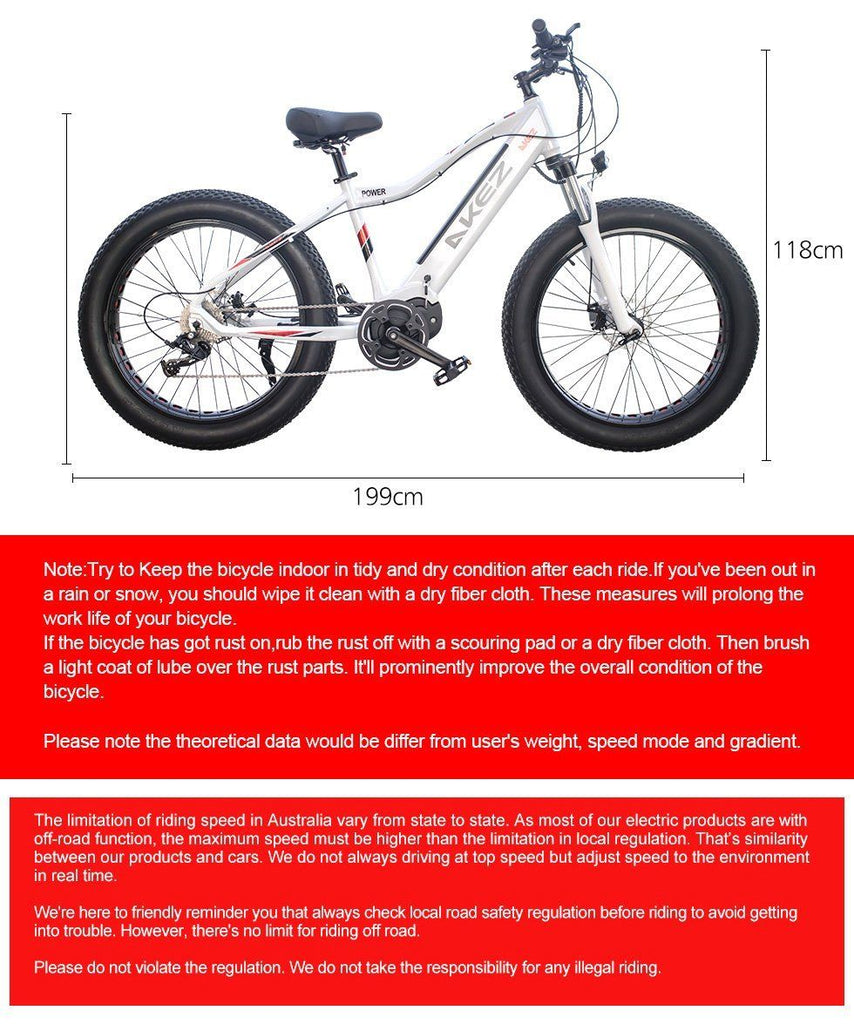 AKEZ Cruiser 48V Electric Bike 26-inch eBike Snow Motorized Bicycle AKEZ