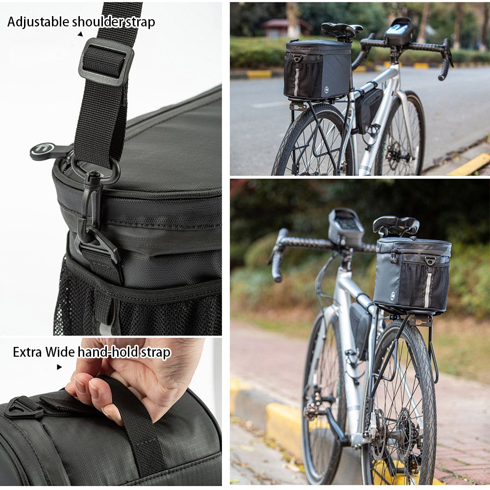 10L Bike Pannier 900D Mountain Bike Waterproof Trunk Bag Temperature Preservation - Black
