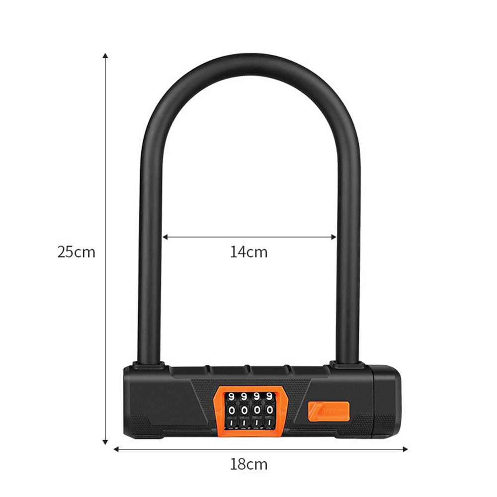 Bicycle U-Lock W/ 4-Digit Security Password Steel Multifunction Bike Accessories