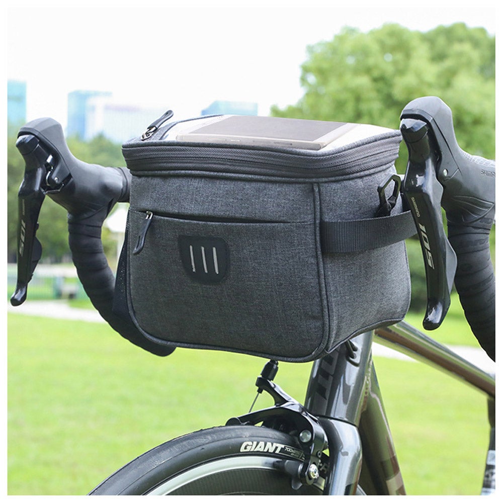 Multi-purpose Bike Handlebar Bag TPC Screen Touch Shoulder Bag Messenger bag - Black