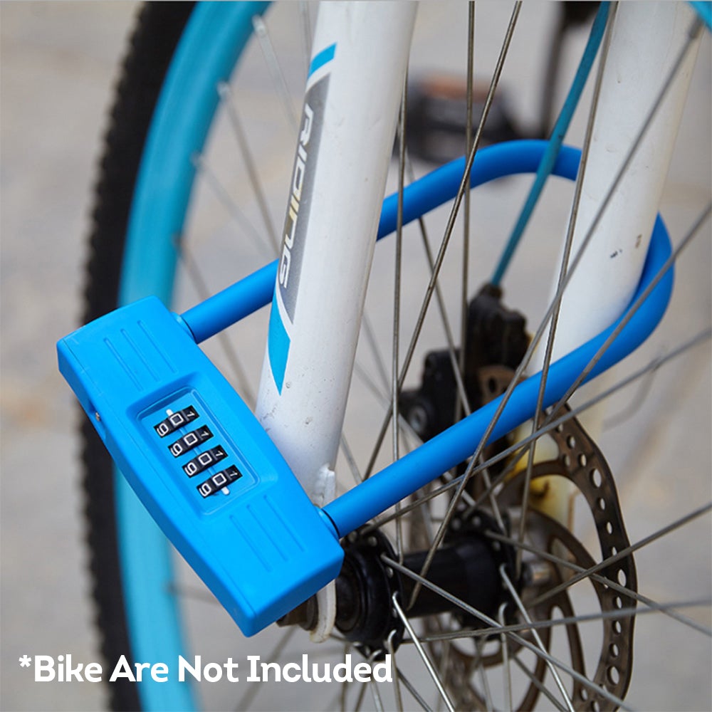 AKEZ Bicycle U-Lock W/ 4-Digit Security Password Multifunction Bike Accessories - Solid Colour