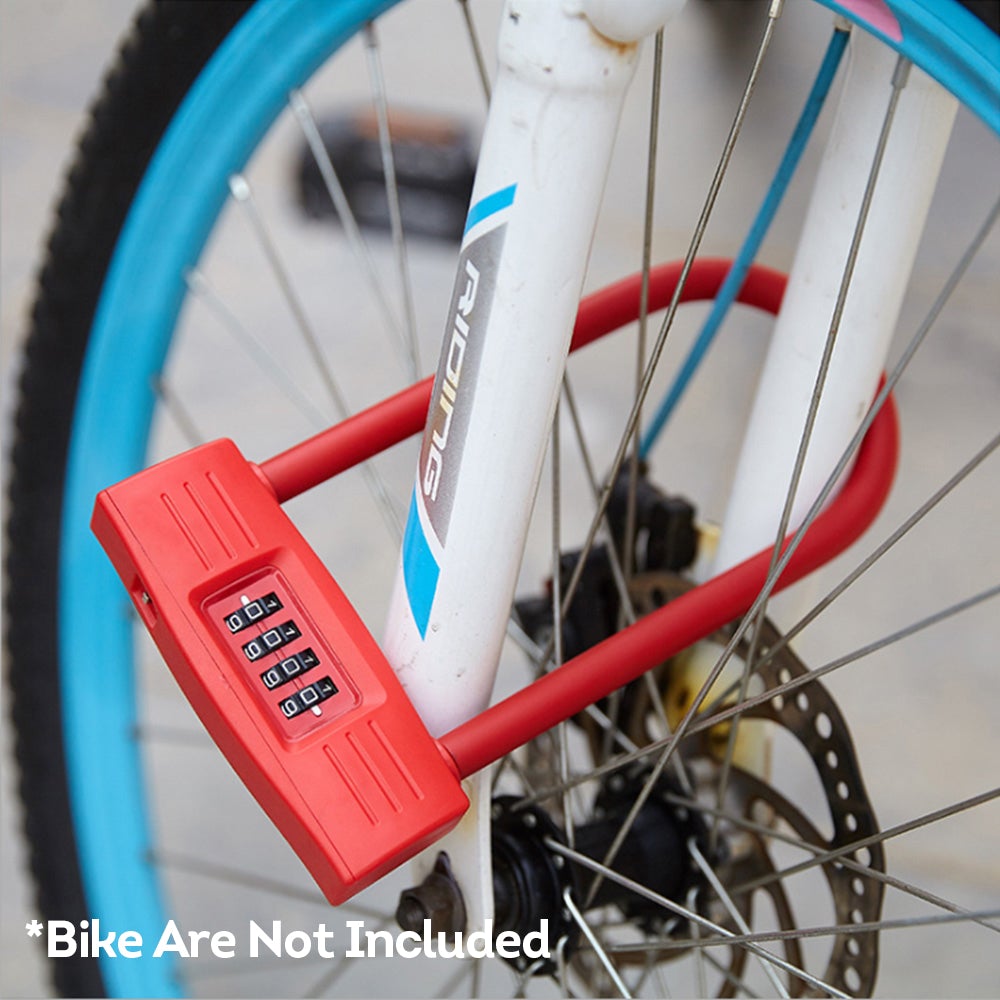 AKEZ Bicycle U-Lock W/ 4-Digit Security Password Multifunction Bike Accessories - Solid Colour