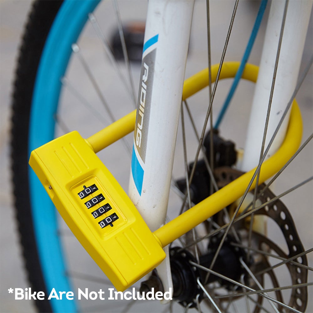 AKEZ Bicycle U-Lock W/ 4-Digit Security Password Multifunction Bike Accessories - Solid Colour