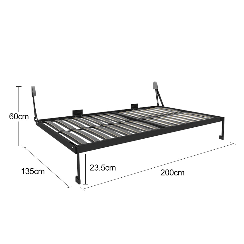 MASON TAYLOR 135CM Horizontal Wall Bed w/ Mattress Carbon Steel Hydraulic Rod - Black