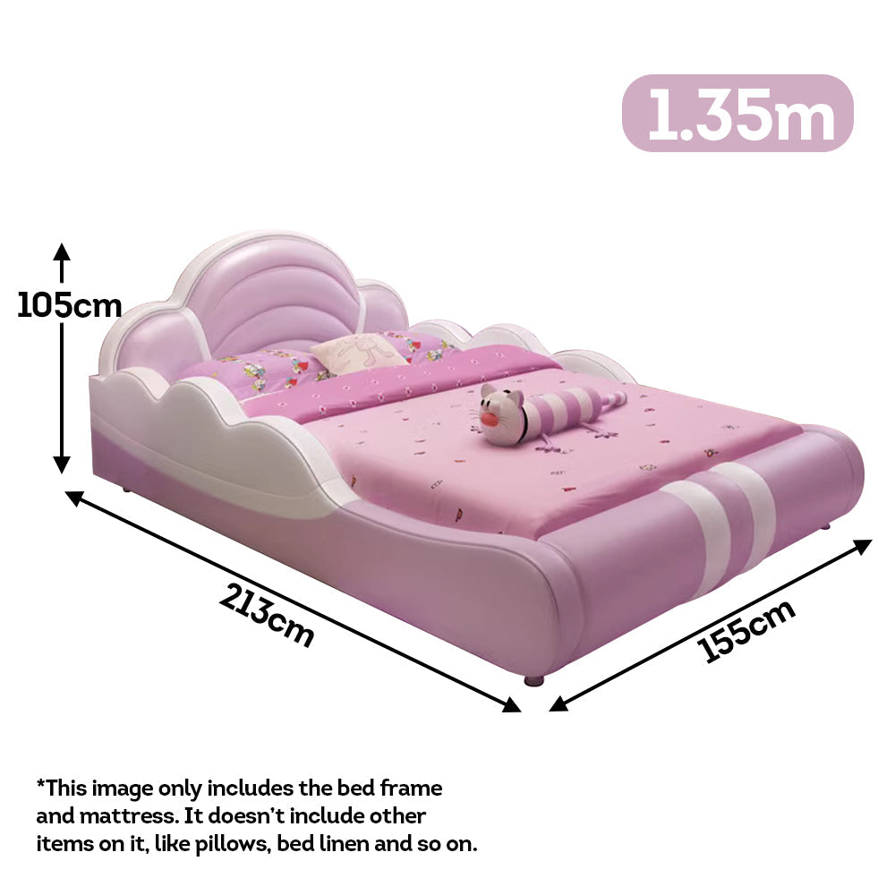 MASON TAYLOR 1.35*1.9m Solid Wood Frame Kid Bed With Mattress - Pink