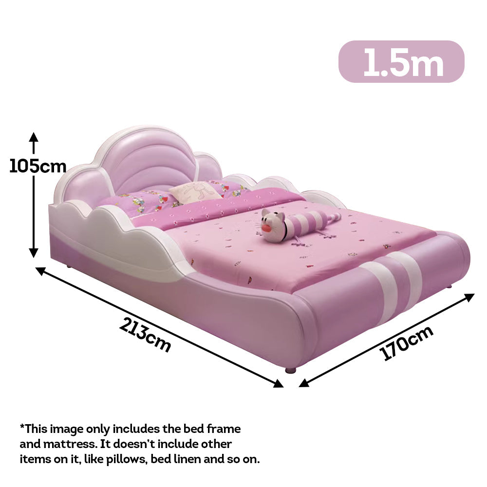 MASON TAYLOR 1.5*1.9m Solid Wood Frame Kid Bed With Mattress - Pink