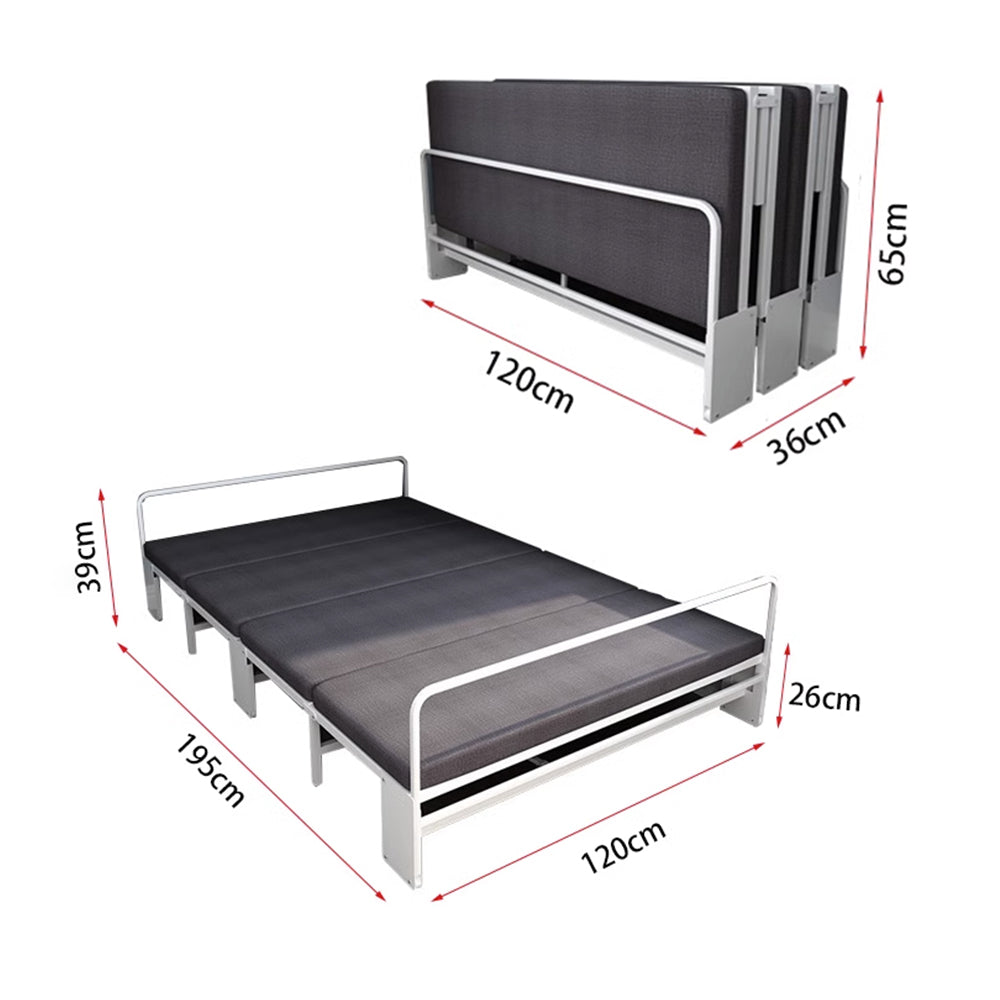 MASON TAYLOR 1.2m Foldable Bed Frame Carbon Steel - White